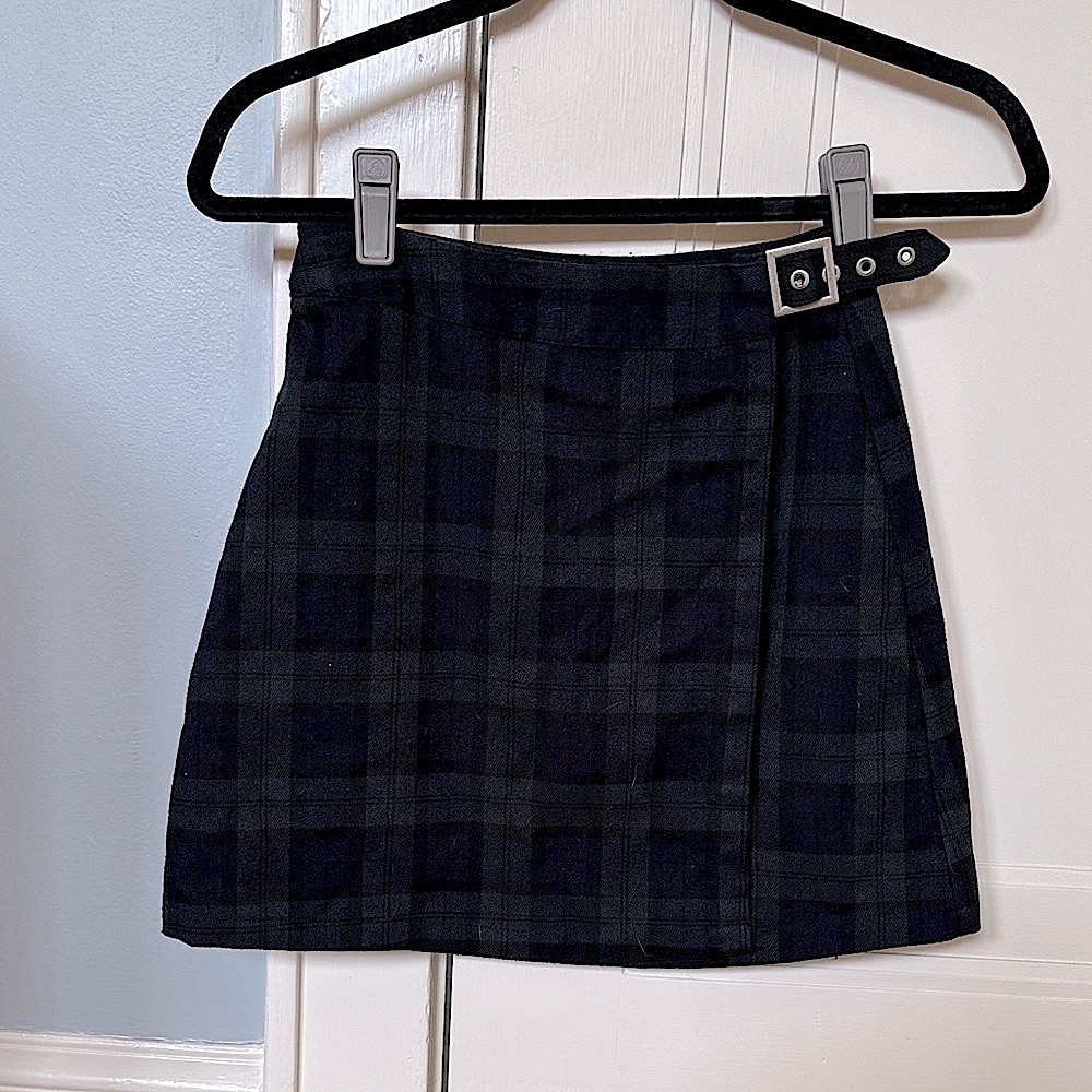 Plaid Navy and Green Women's Skirt